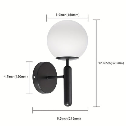Modern Glass Globe Wall Sconce | Polished Metal Semi-Flush Mount Fixture 0