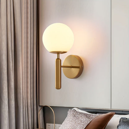 Modern Glass Globe Wall Sconce | Polished Metal Semi-Flush Mount Fixture 1