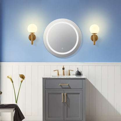 Modern Glass Globe Wall Sconce | Polished Metal Semi-Flush Mount Fixture 3