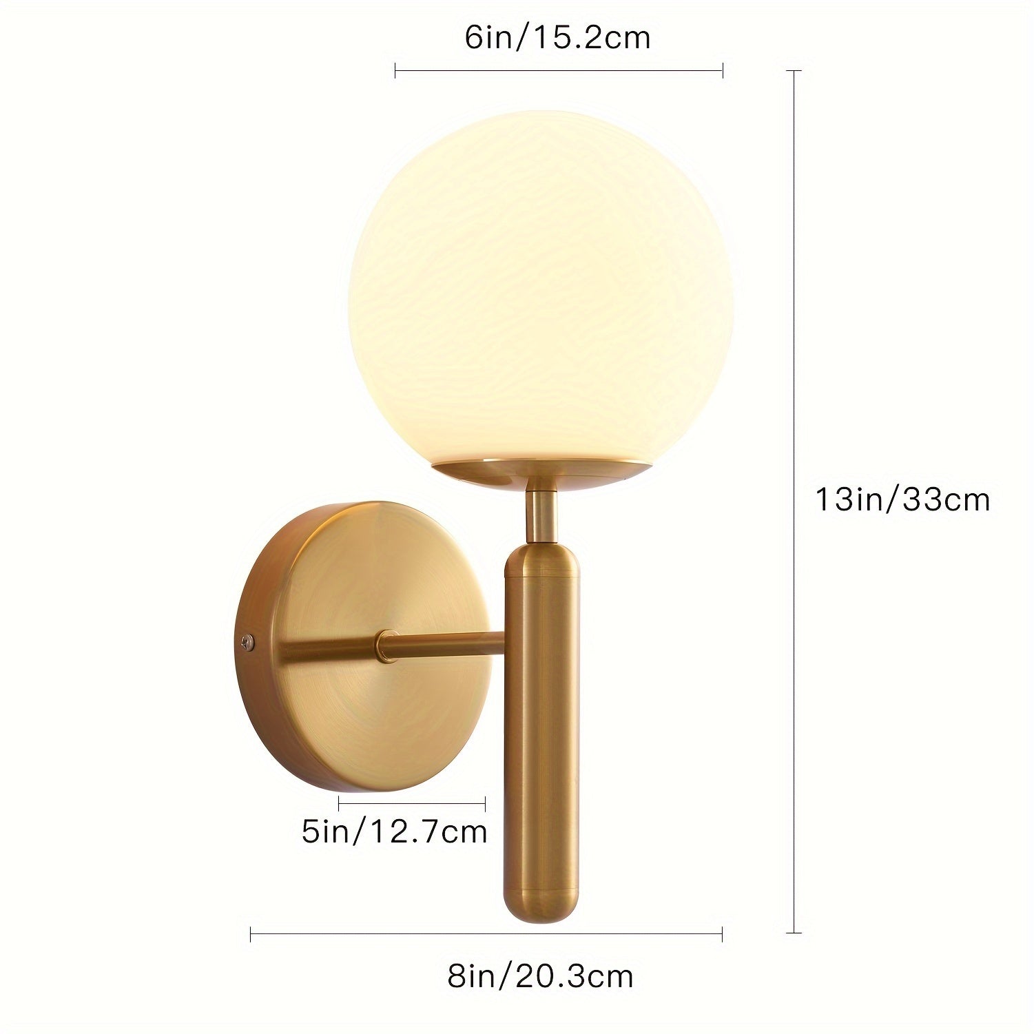 Modern Glass Globe Wall Sconce | Polished Metal Semi-Flush Mount Fixture 4
