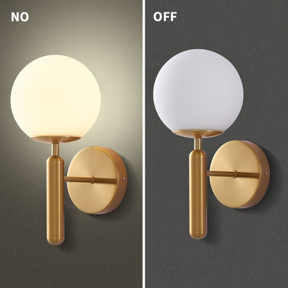 Modern Glass Globe Wall Sconce | Polished Metal Semi-Flush Mount Fixture 5