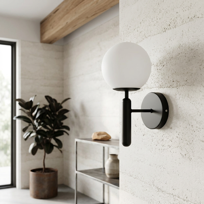 Elara Haus Round Wall Light with Glass Globe Shade