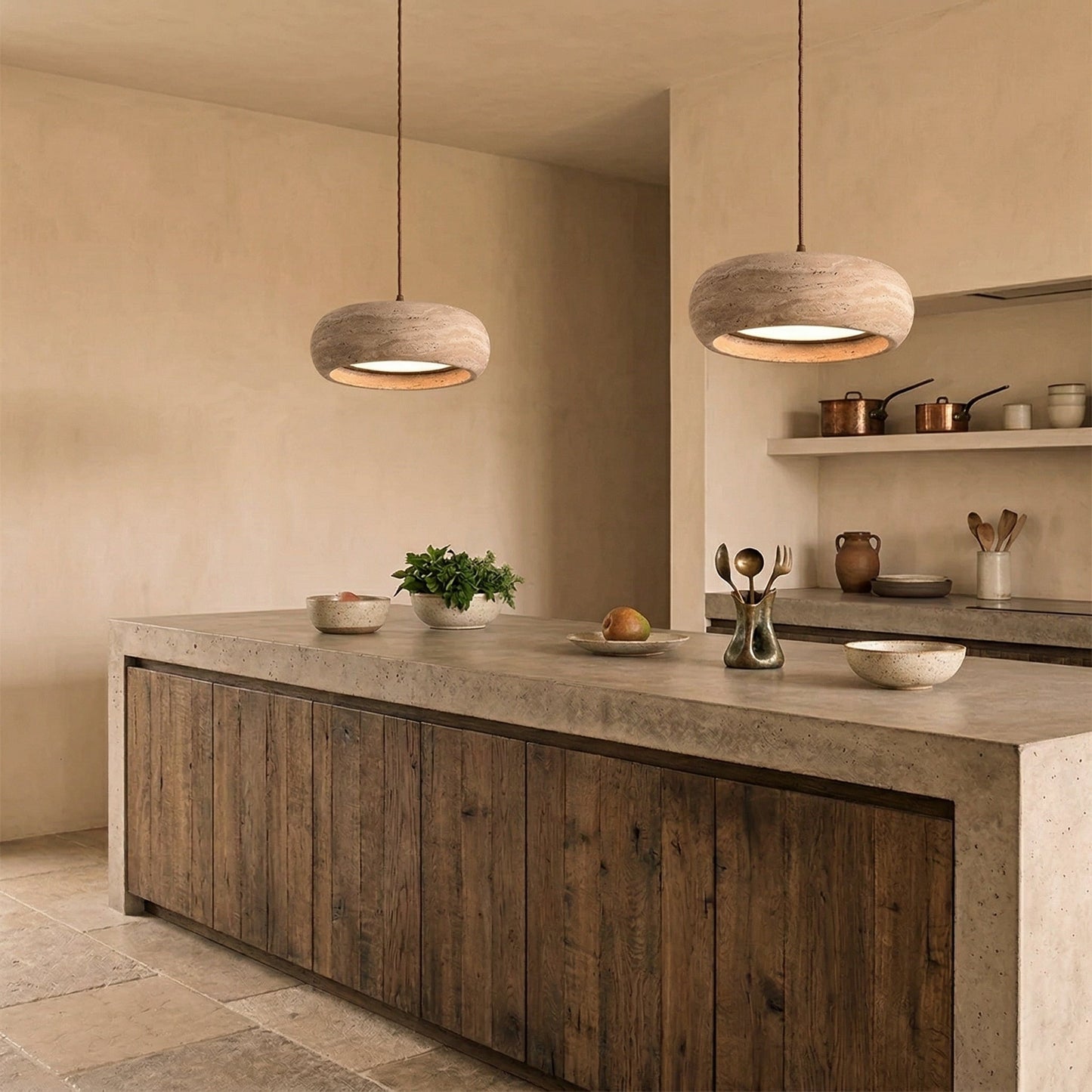 Travertine Drum Pendant Lamp 7