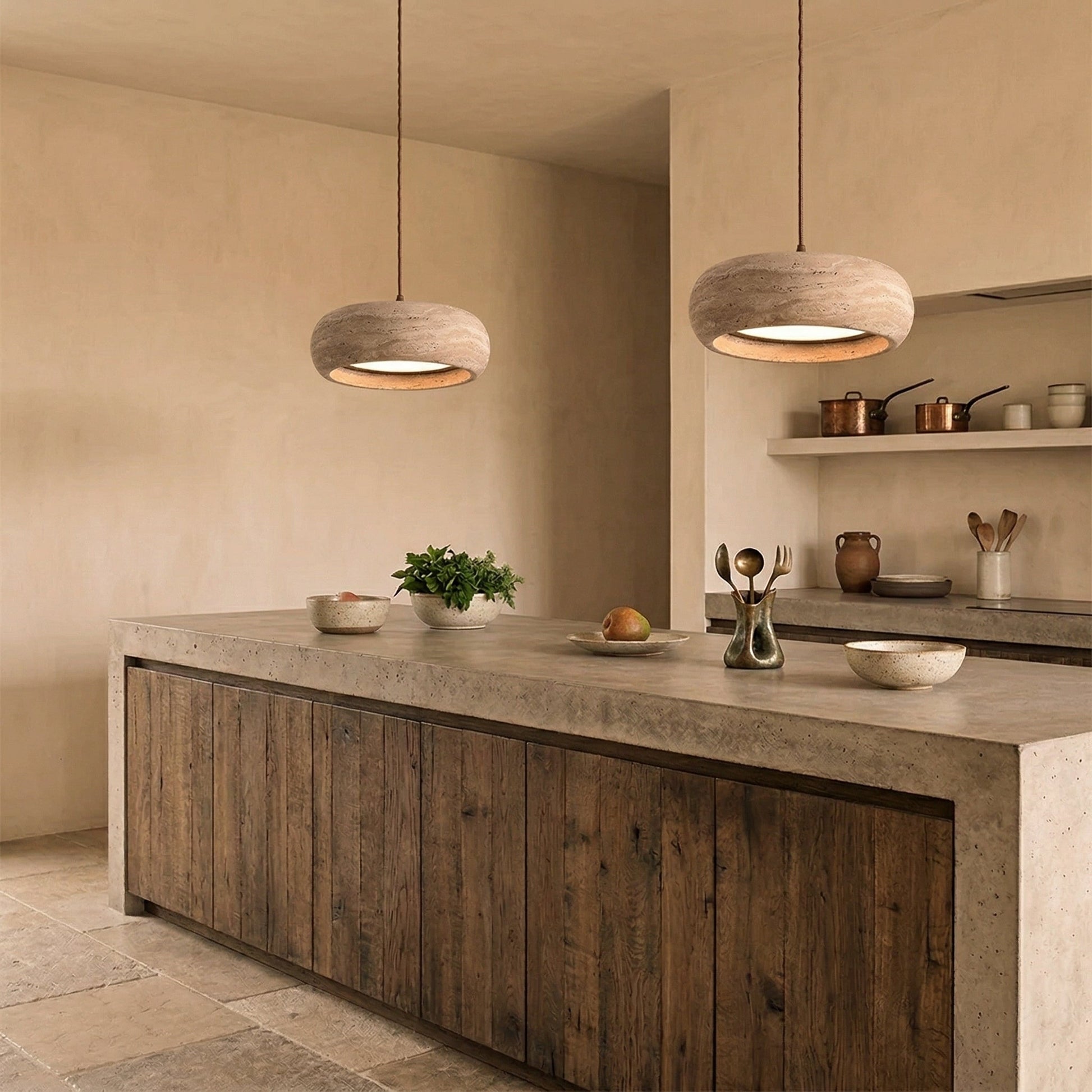 Travertine Drum Pendant Lamp 7
