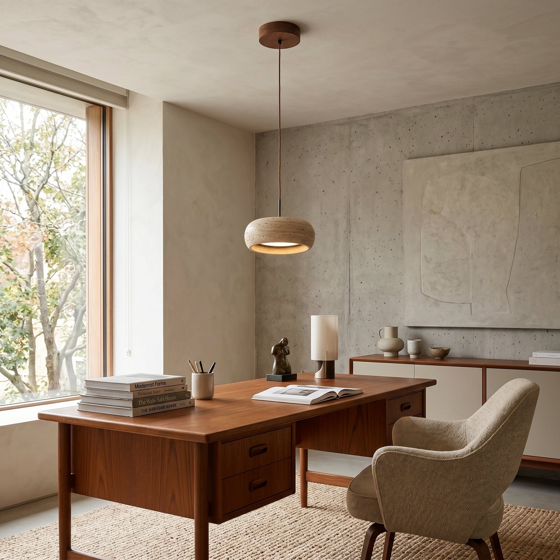 Travertine Drum Pendant Lamp 8