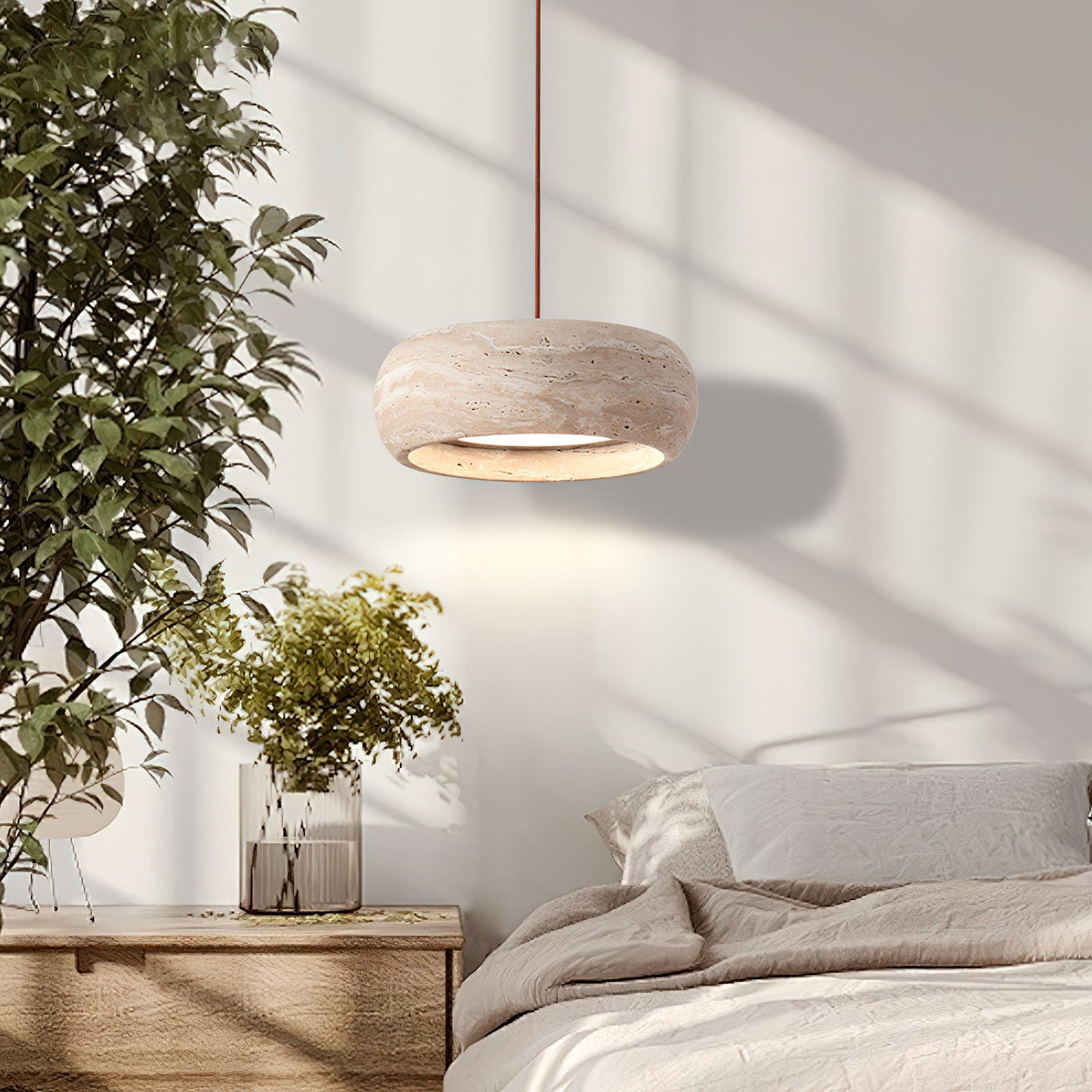 Travertine Drum Pendant Lamp 2