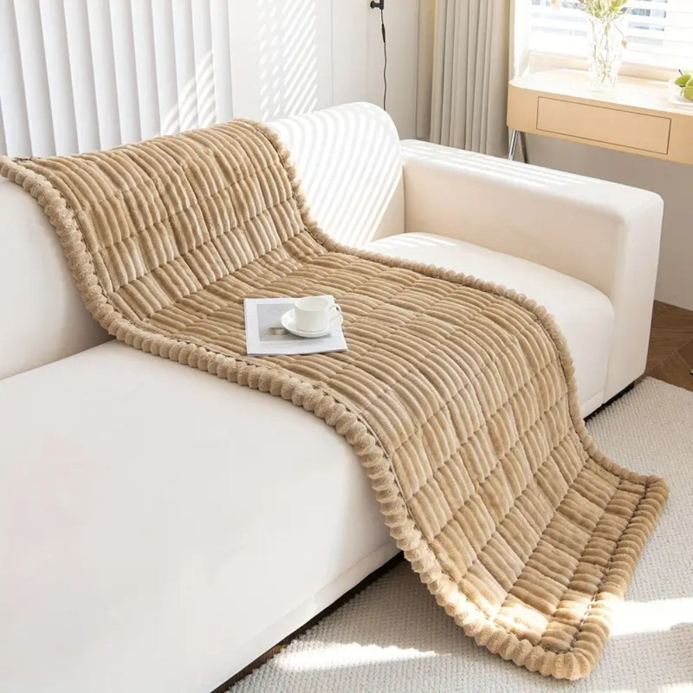 Elara Haus Ruffled Edge Couch Throw - Soft Plush Blanket