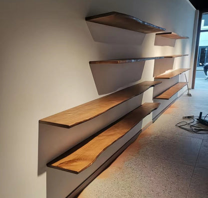 Live Edge Floating Wood Shelf – Rustic Natural Solid Wood Wall Shelf 6