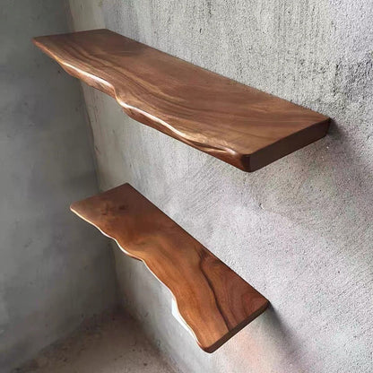 Live Edge Floating Wood Shelf – Rustic Natural Solid Wood Wall Shelf 1