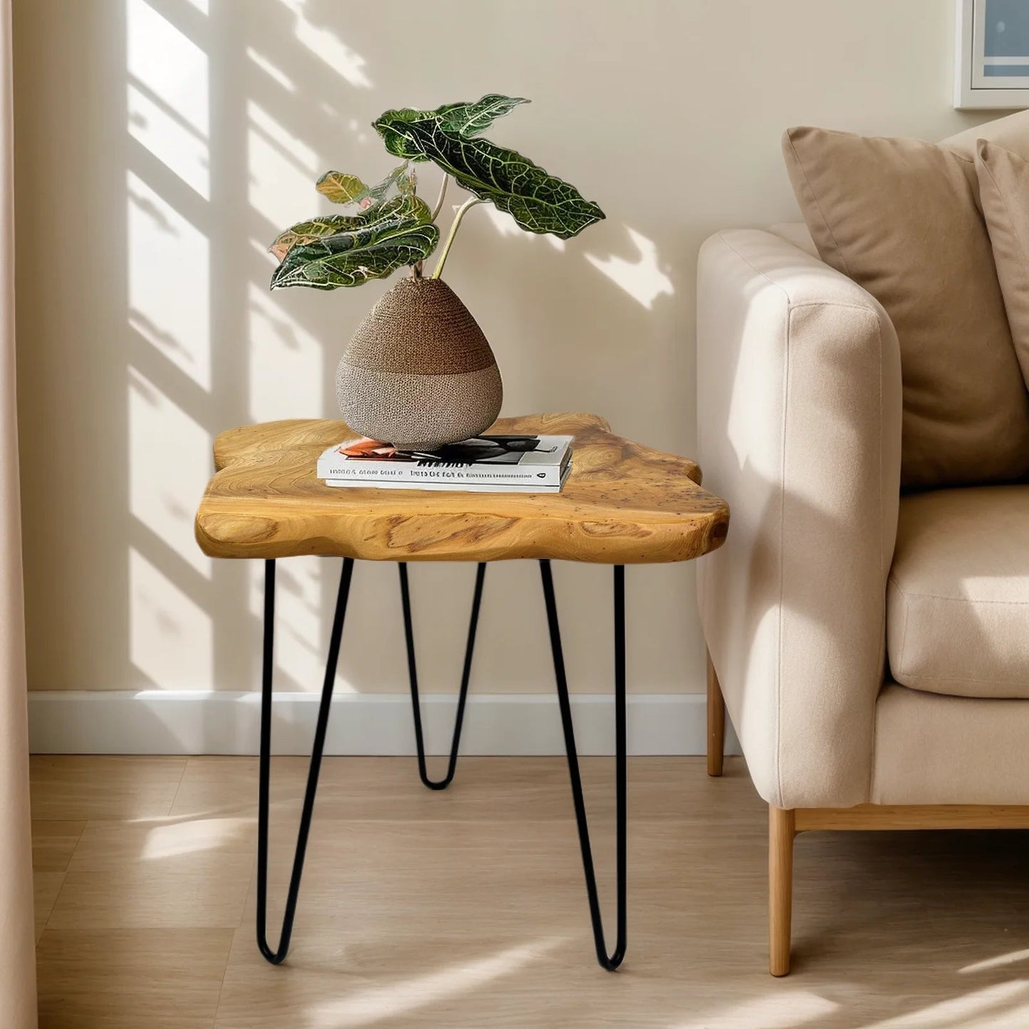 Pyraeon - Natural Wooden Side Table 1
