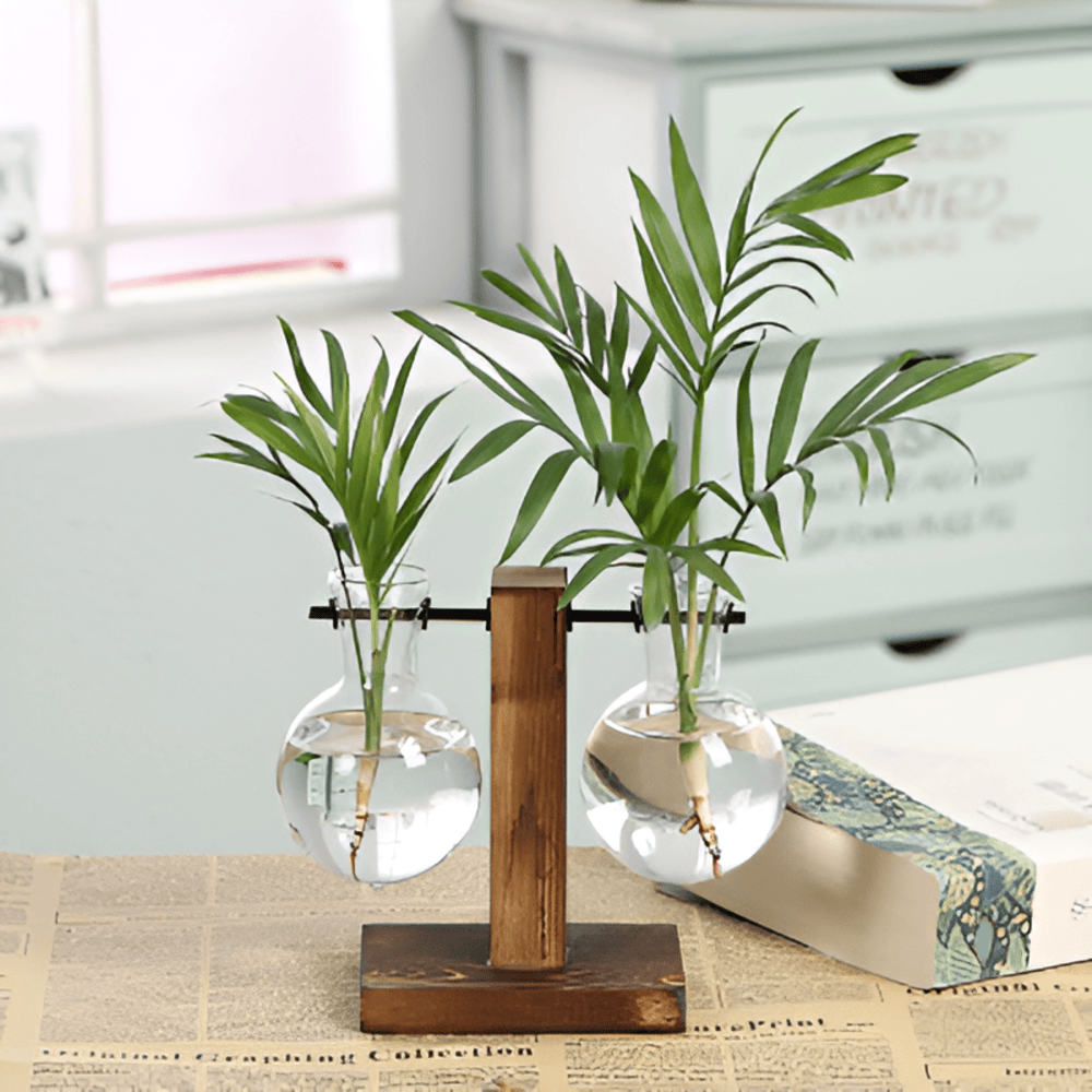 Valethra - Rustic Wooden Hydroponic Plant Holder 3