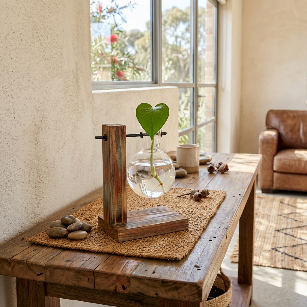 Elara Haus Rustic Wooden Hydroponic Plant Holder