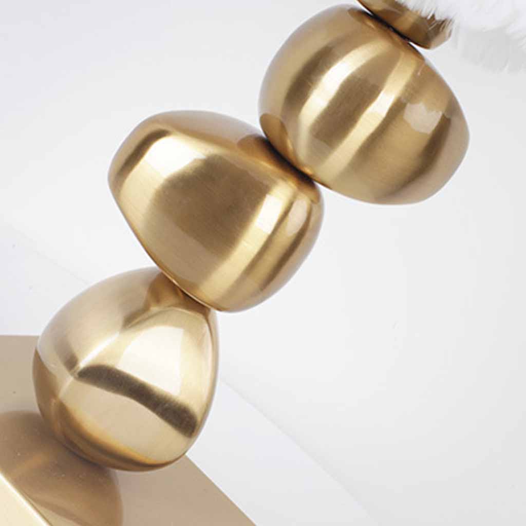 Feather table lamp, unique metal pebble design for bedroom, white 4