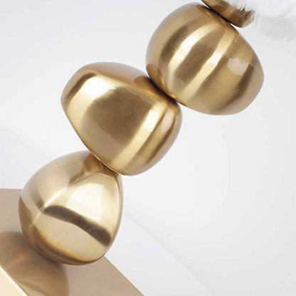 Feather table lamp, unique metal pebble design for bedroom, white 4
