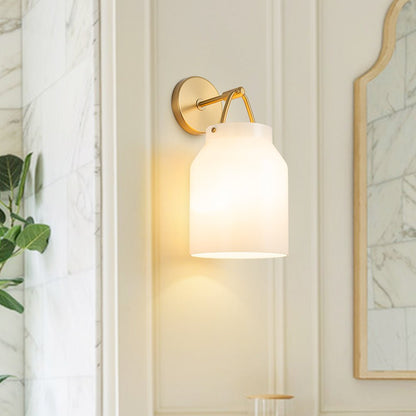 Nordic 1-Light Cylinder Drum Glass Wall Sconce 1