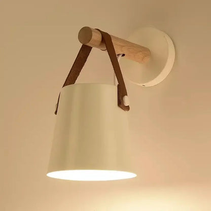 Modern wall sconce with wood and leather elements – Scandinavian minimalism 5