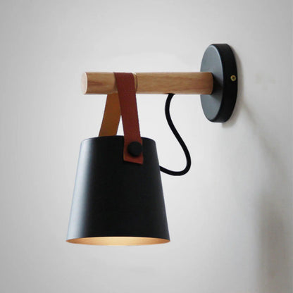 Modern wall sconce with wood and leather elements – Scandinavian minimalism 7