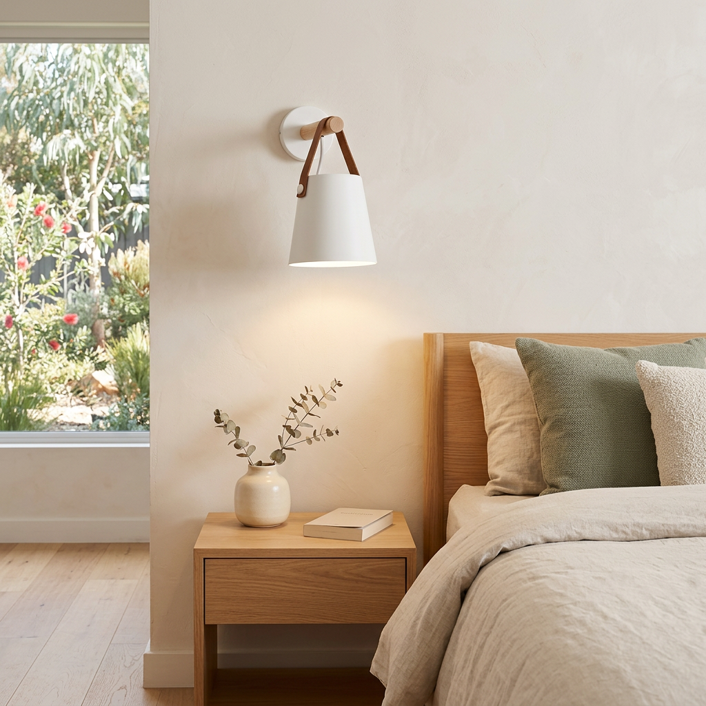 Elara Haus Scandi Minimalist Leather Strap Wall Sconce