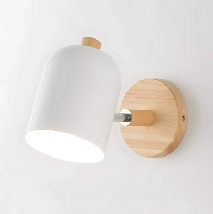 Scandinavian style wall sconce with wooden base - adjustable spotlight 1