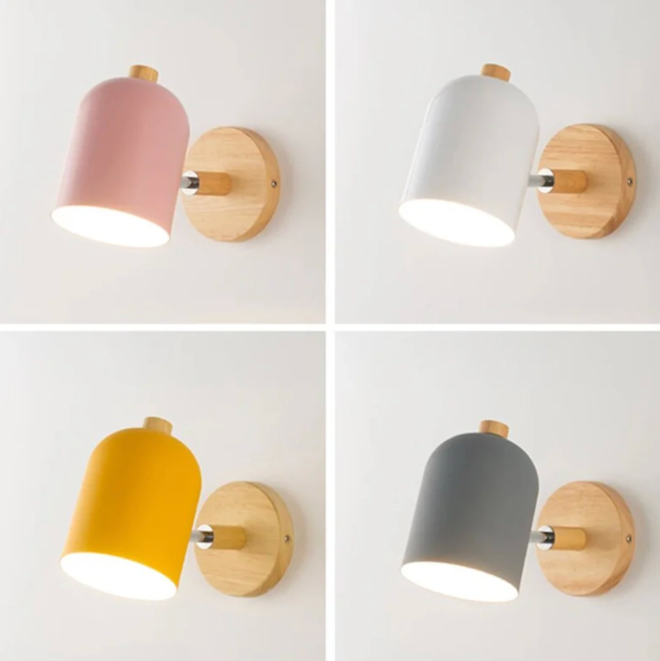 Scandinavian style wall sconce with wooden base - adjustable spotlight 2