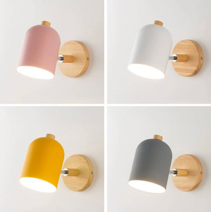 Scandinavian style wall sconce with wooden base - adjustable spotlight 2