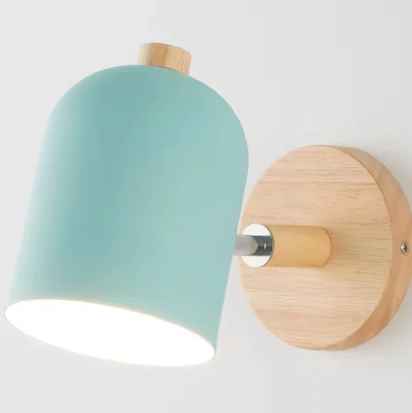 Scandinavian style wall sconce with wooden base - adjustable spotlight 3
