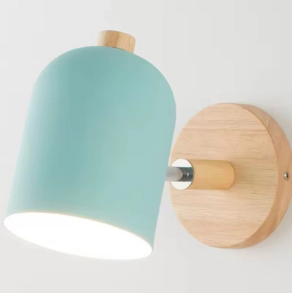 Scandinavian style wall sconce with wooden base - adjustable spotlight 3