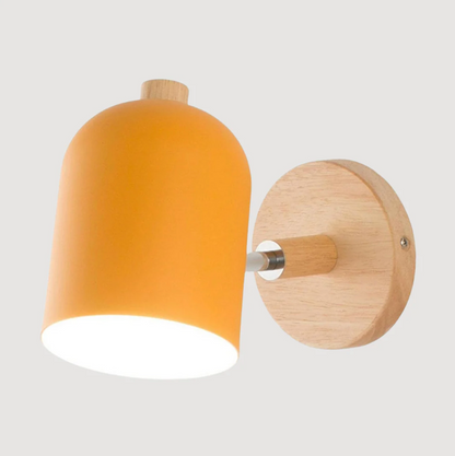 Scandinavian style wall sconce with wooden base - adjustable spotlight 4