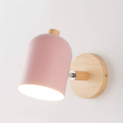 Scandinavian style wall sconce with wooden base - adjustable spotlight 5