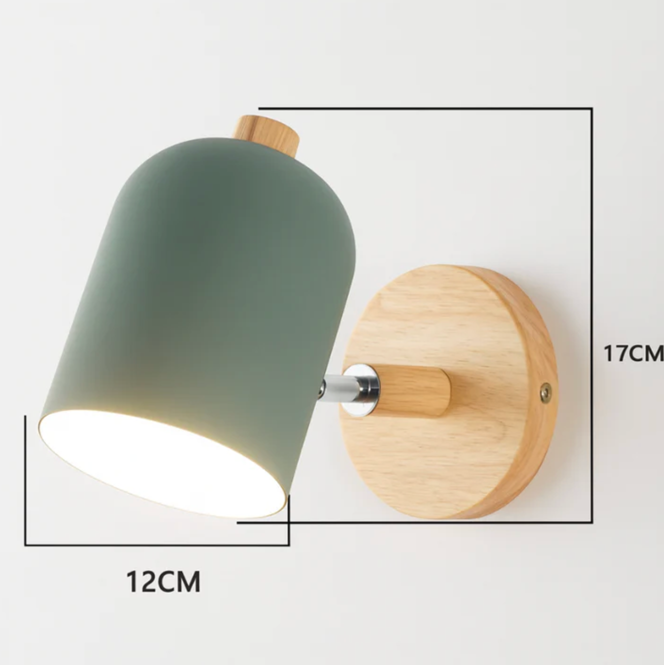 Scandinavian style wall sconce with wooden base - adjustable spotlight 6