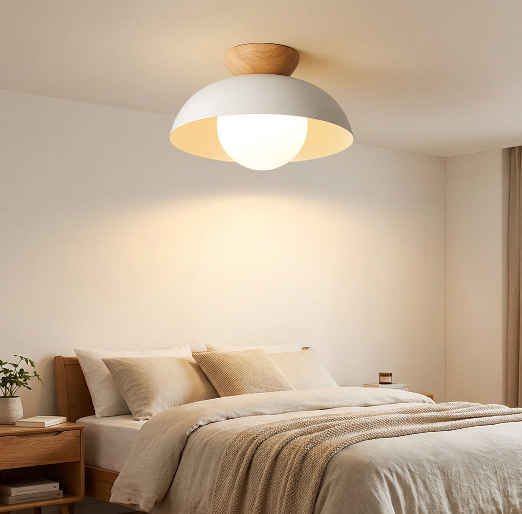 Elara Haus Scandi Style Ceiling Lamp - Metal & Glass Round Light