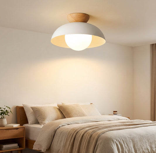 Elara Haus Scandi Style Ceiling Lamp - Metal & Glass Round Light