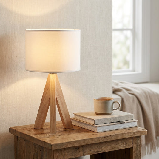 Elara Haus Scandi Timber Desk Lamp - Warm Ambient Bedside Fixture