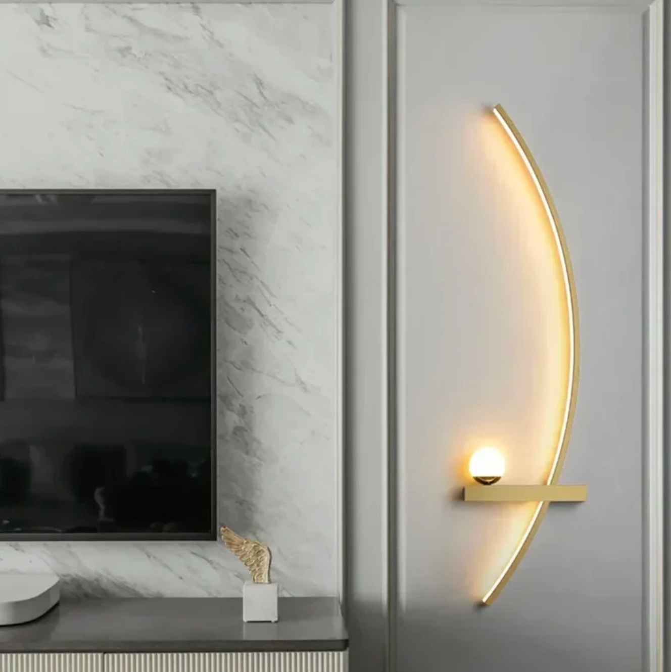 Modern semicircular LED wall sconce with shelf – designer decorative lighting 0