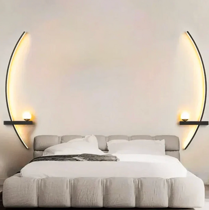 Modern semicircular LED wall sconce with shelf – designer decorative lighting 2