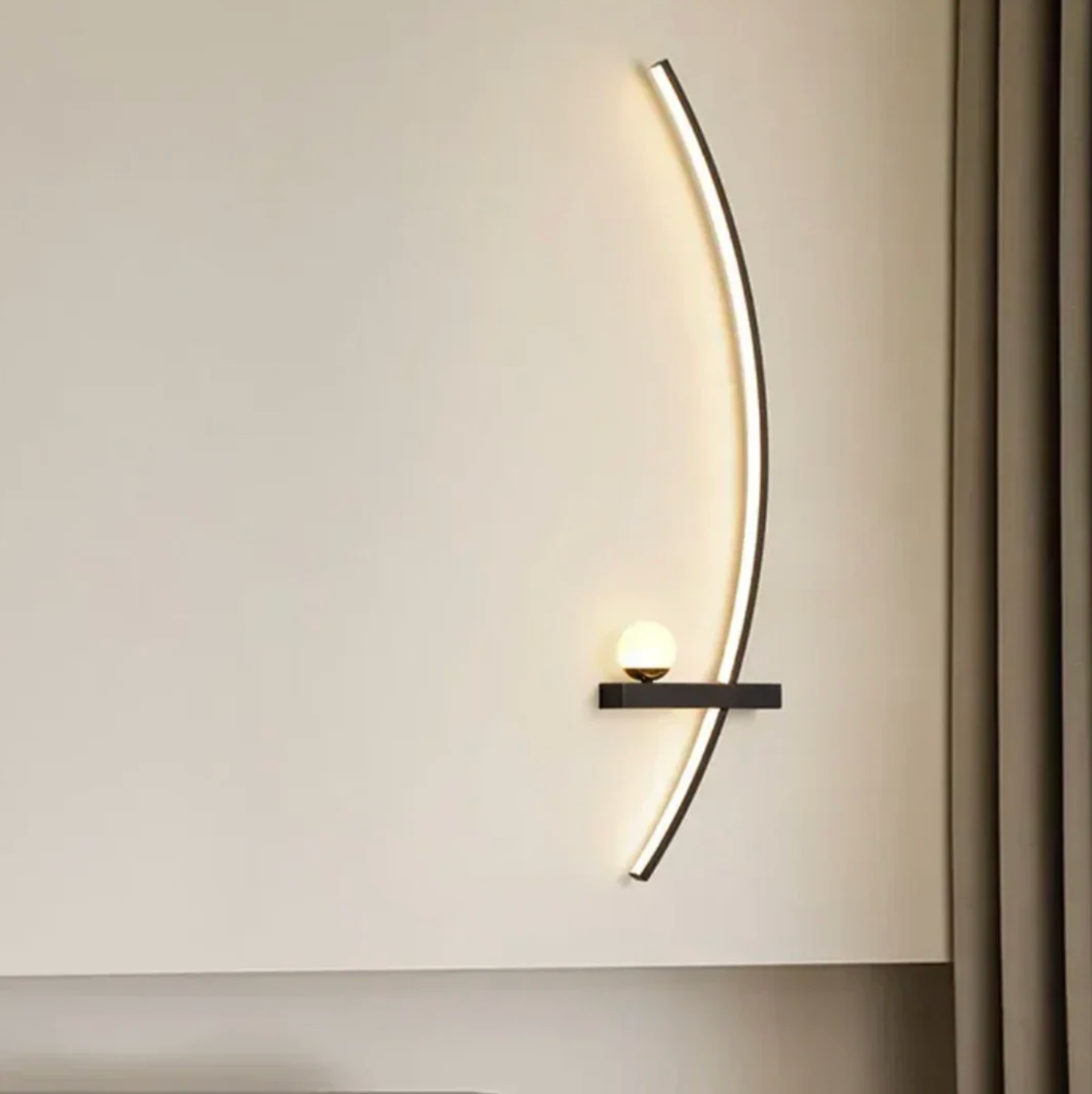 Modern semicircular LED wall sconce with shelf – designer decorative lighting 3