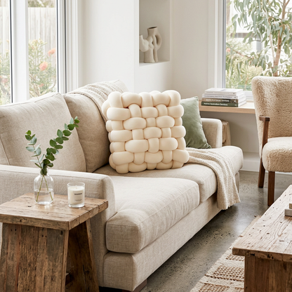Elara Haus Sculptural Oversized Woven Knot Cushion
