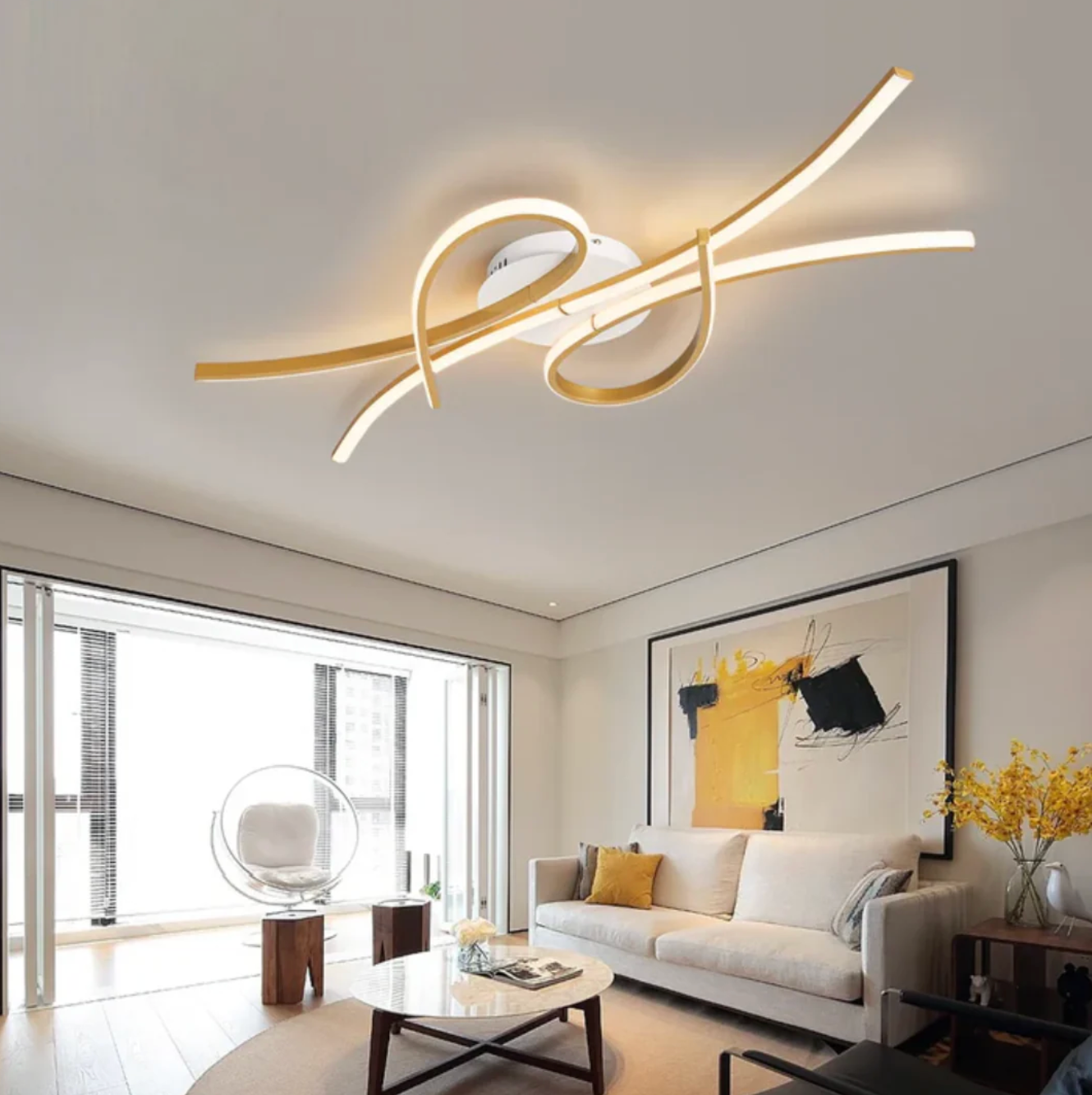 Modern LED ceiling lamp – a designer ceiling lamp with a geometric line of light 5