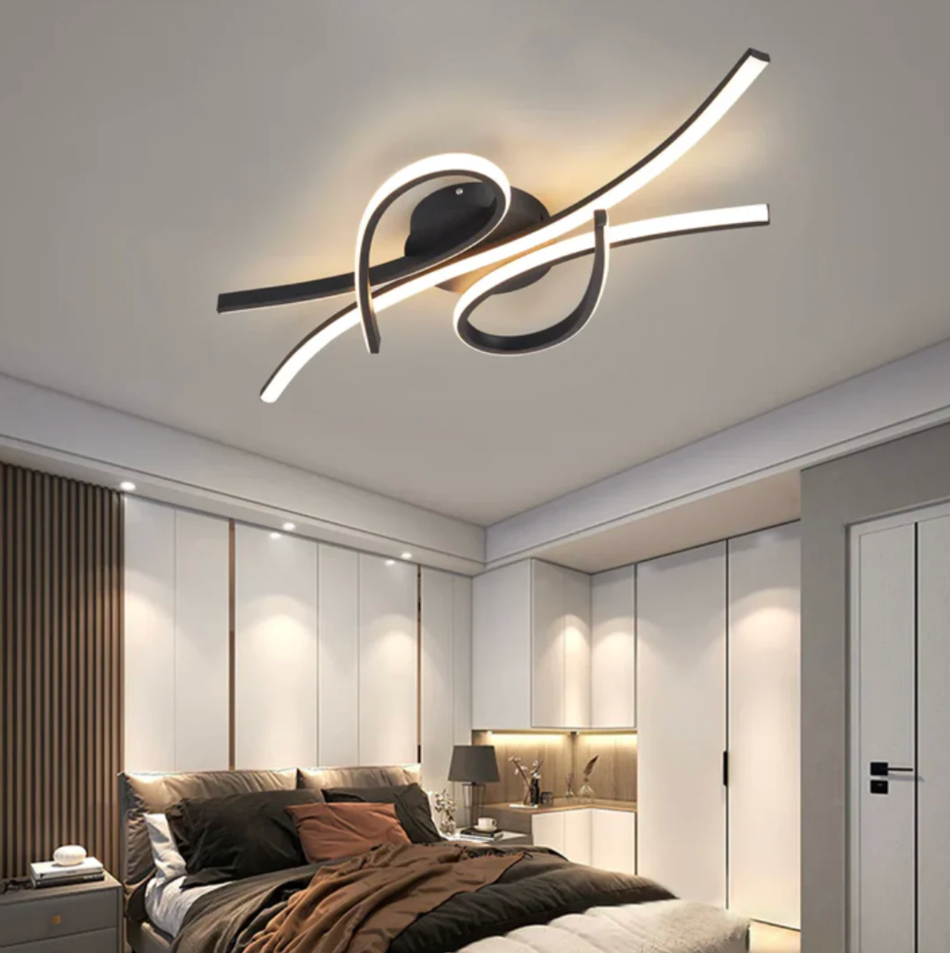 Modern LED ceiling lamp – a designer ceiling lamp with a geometric line of light 0