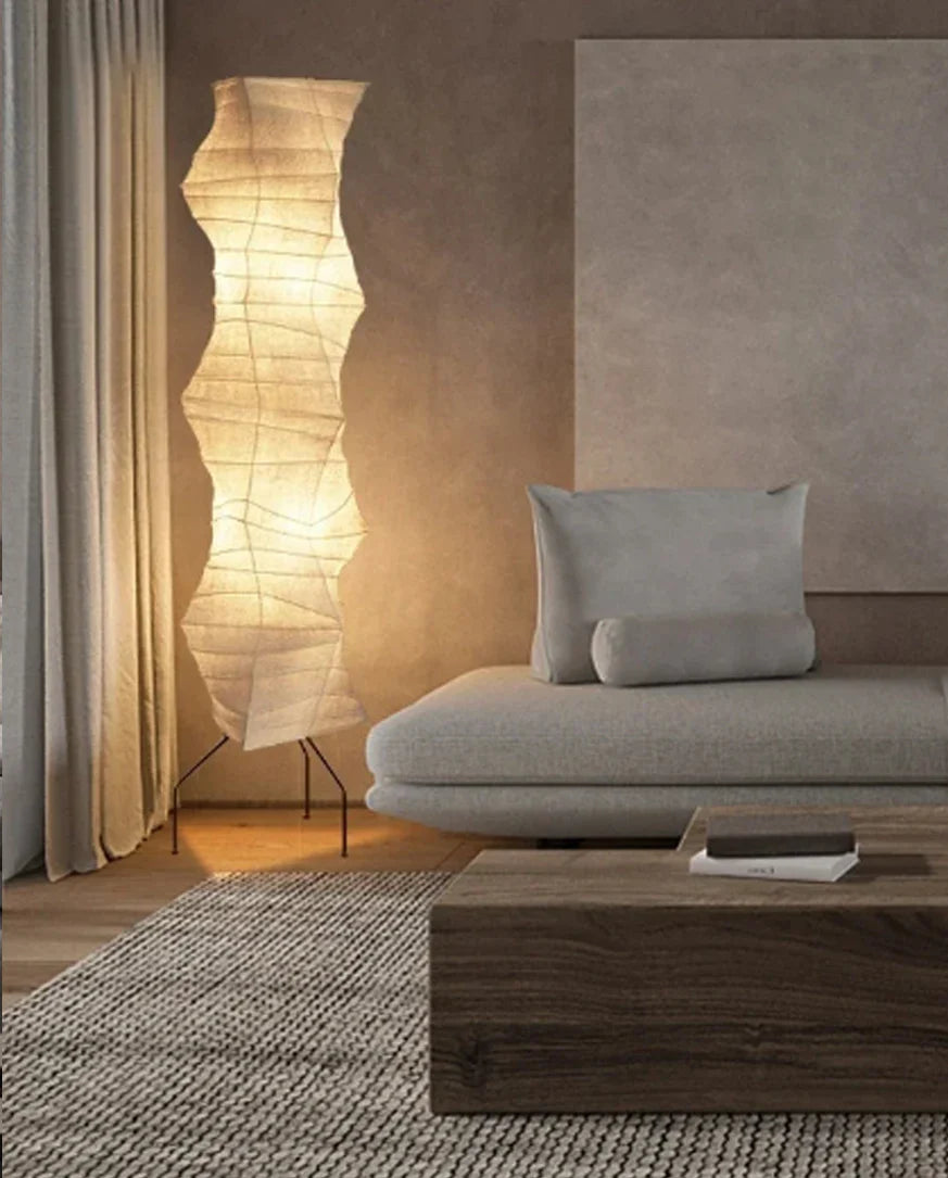 Japanese Wabi-Sabi Rice Paper Irregular Floor Lamp 0