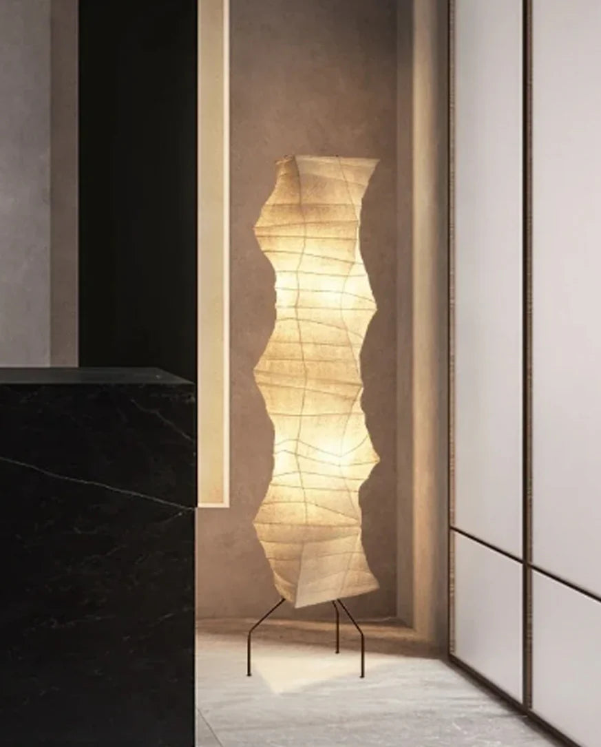 Japanese Wabi-Sabi Rice Paper Irregular Floor Lamp 2