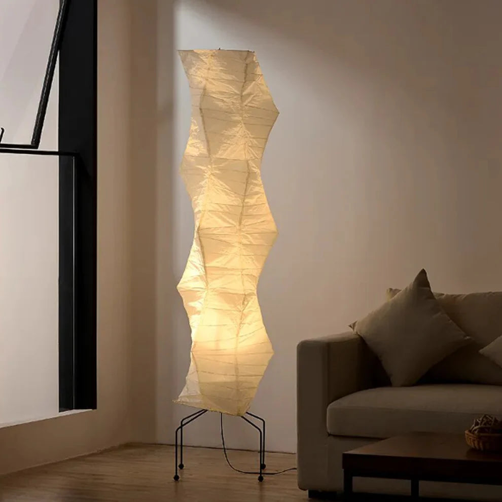 Japanese Wabi-Sabi Rice Paper Irregular Floor Lamp 3