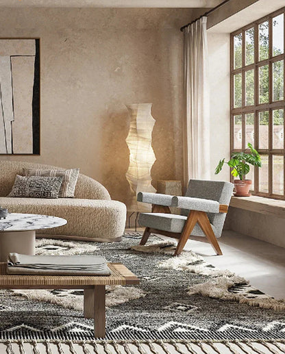 Japanese Wabi-Sabi Rice Paper Irregular Floor Lamp 4
