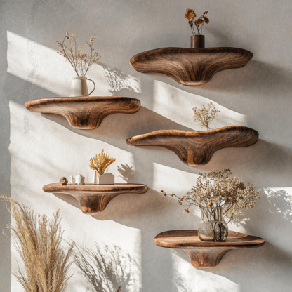 Floating Mushroom Shelf For Decorative Wooden Storage SILDTMR015 0