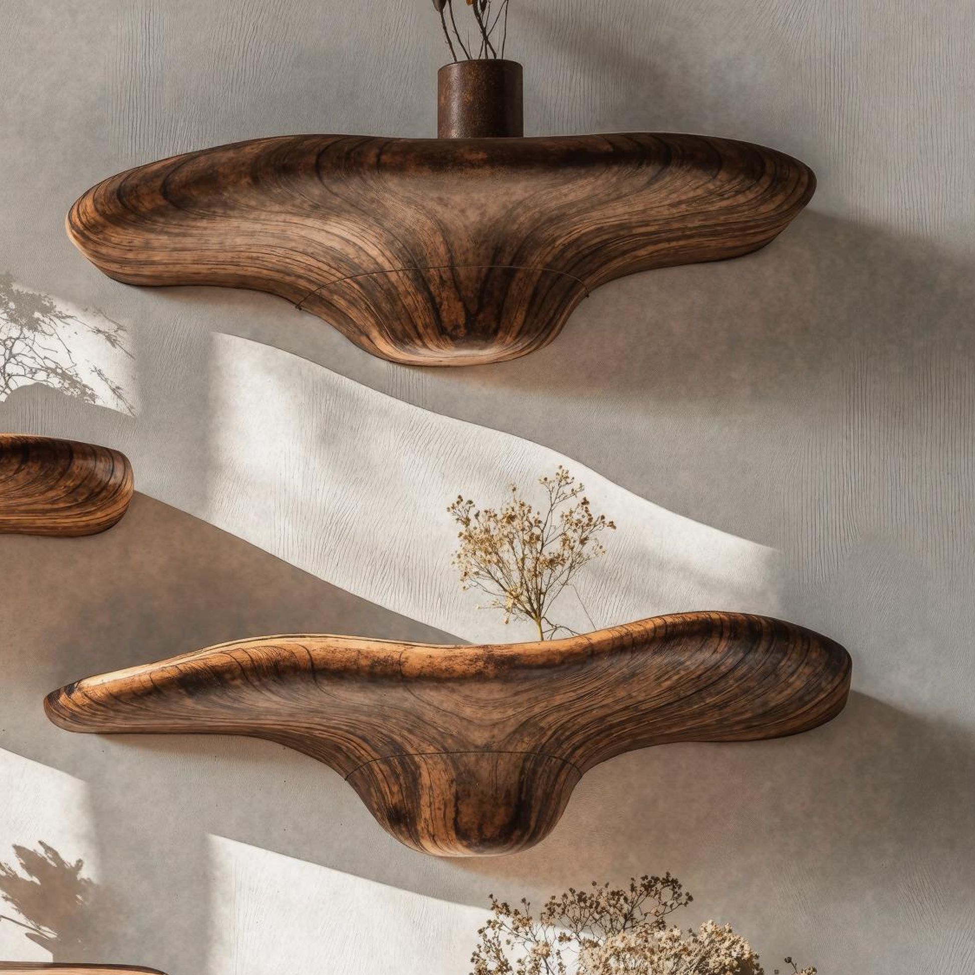 Floating Mushroom Shelf For Decorative Wooden Storage SILDTMR015 2