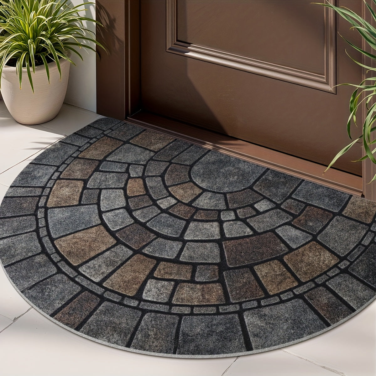 Half-Circle Mosaic Door Mat | Indoor & Outdoor Use 1