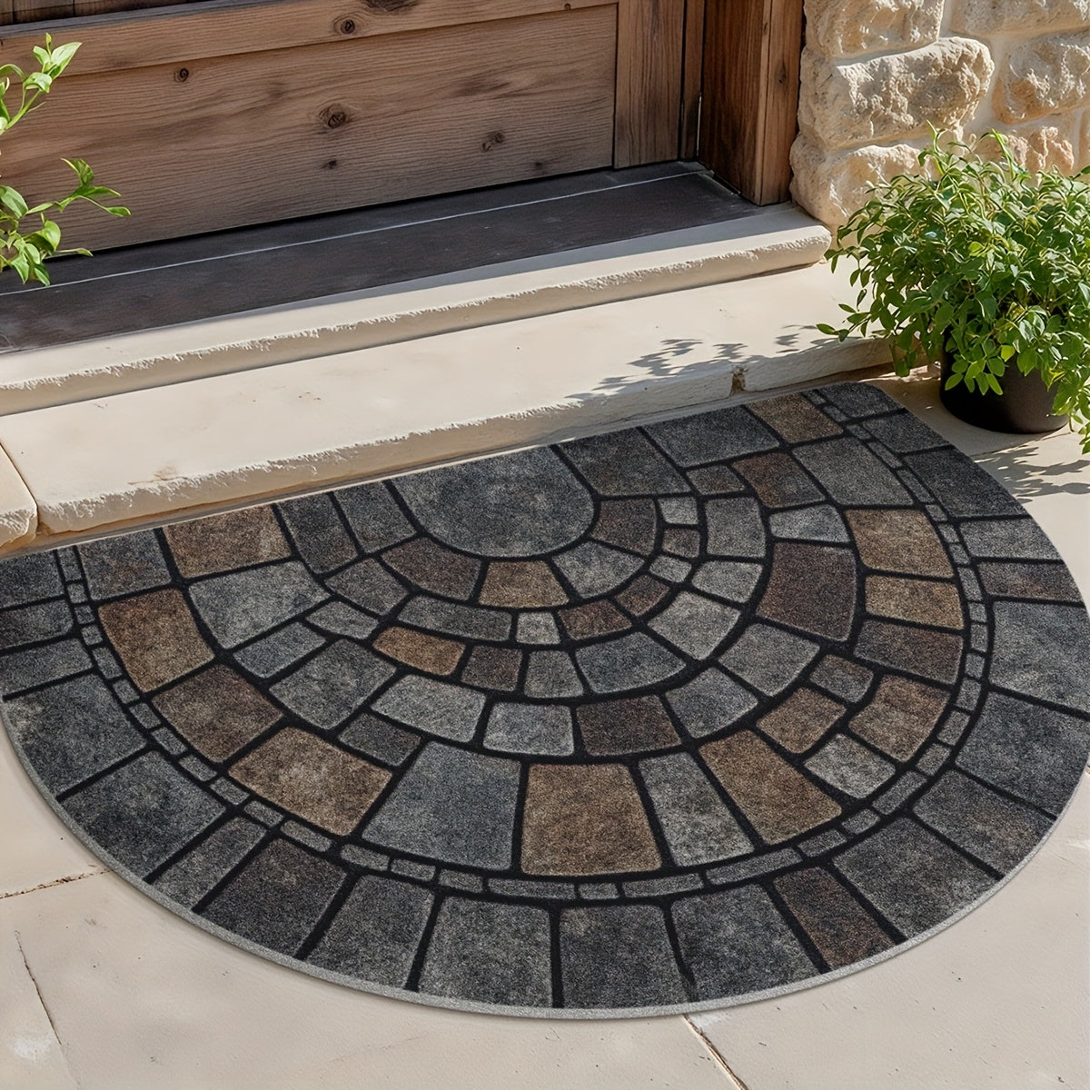 Half-Circle Mosaic Door Mat | Indoor & Outdoor Use 3
