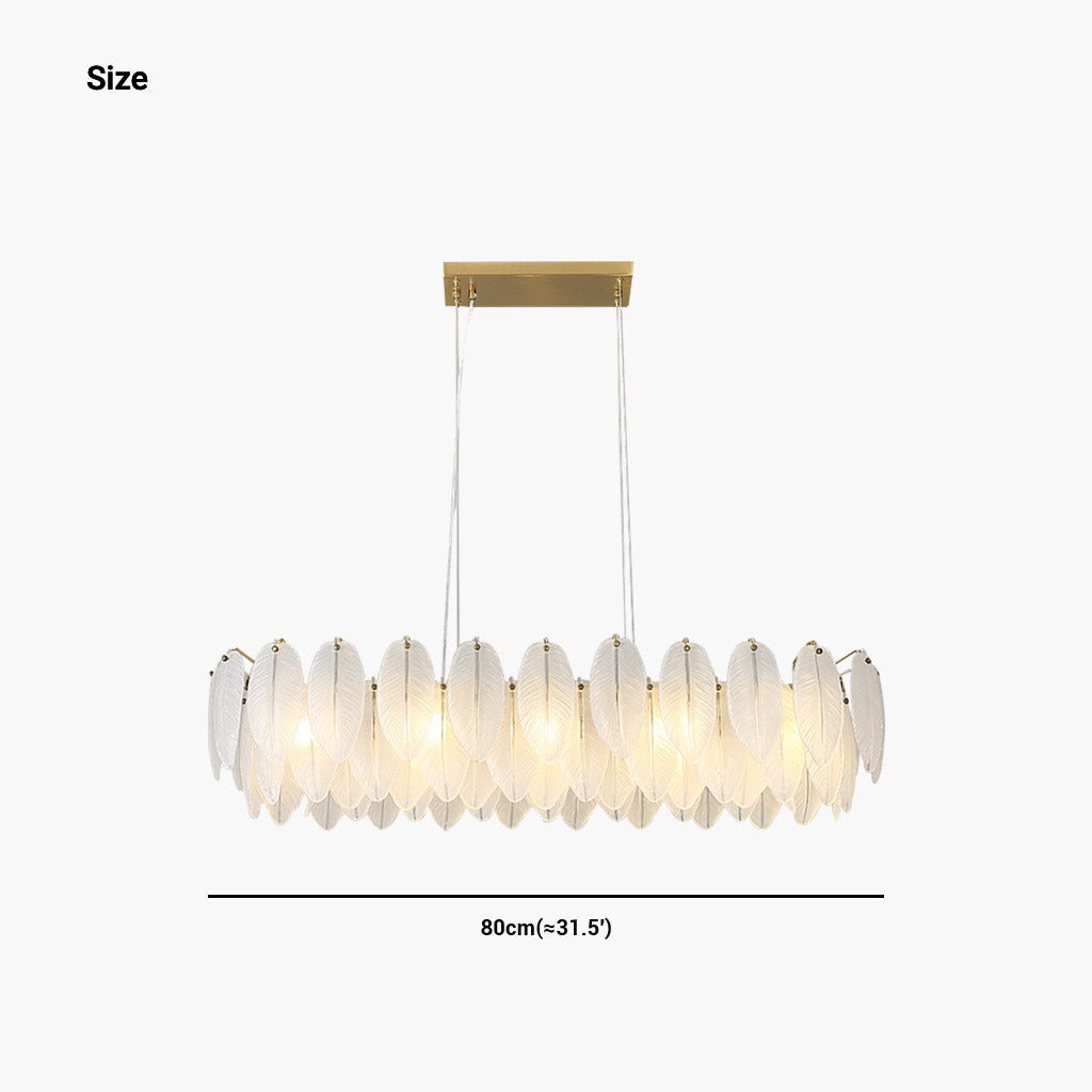 Chandelier Luxury Glass Feather Round / Rectangular, Gold & White 8