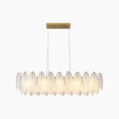Chandelier Luxury Glass Feather Round / Rectangular, Gold & White 6