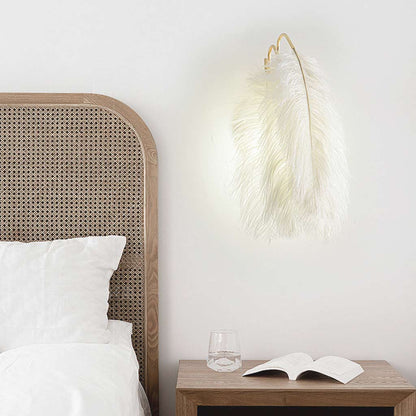 Ostrich Feather Wall Lamp Minimalist, White 2